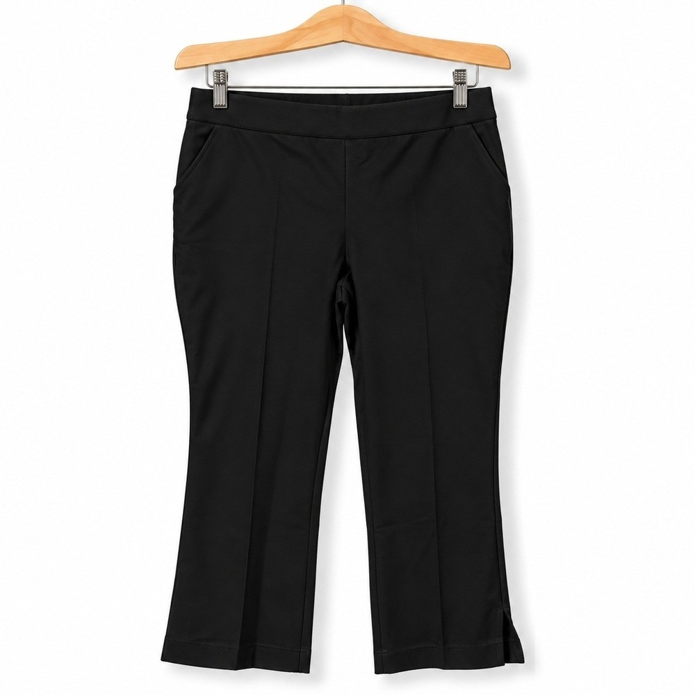 Isaac Mizrahi Live Petite 10 Black 24/7 Stretch Icon Straight Crop Pants A675364
